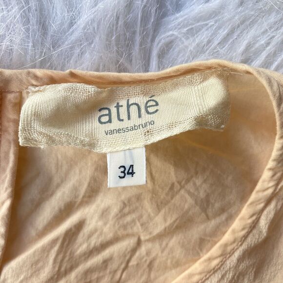 Vanessa Bruno Athe Top Sz XS Blouse 100% Silk Sheer Embroidery Summer Womens - Picture 3 of 7